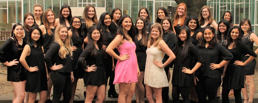 Members of Her Campus student club pose.