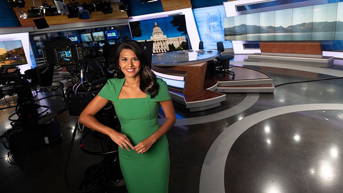 Andrea Flores in the studio at KCRA