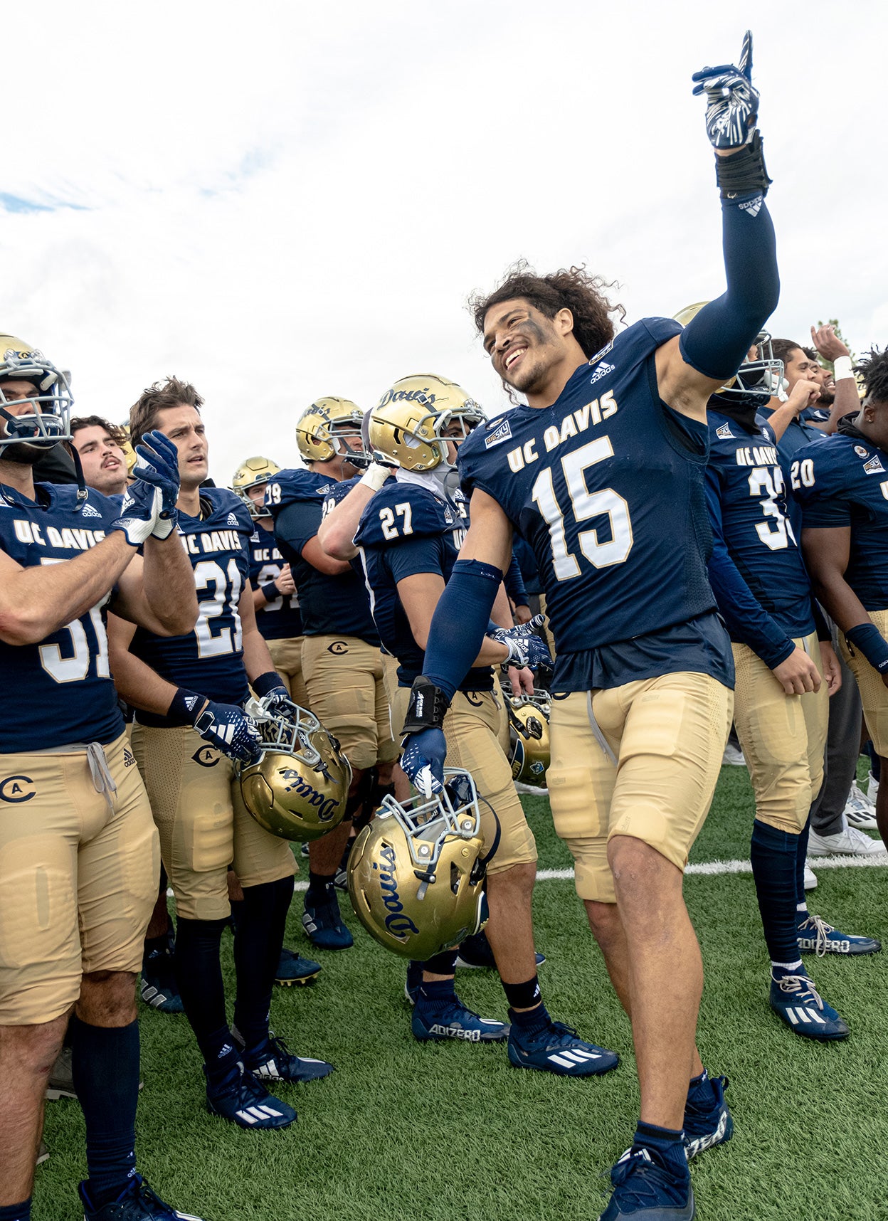 Teddye Buchanan with the UC Davis football team