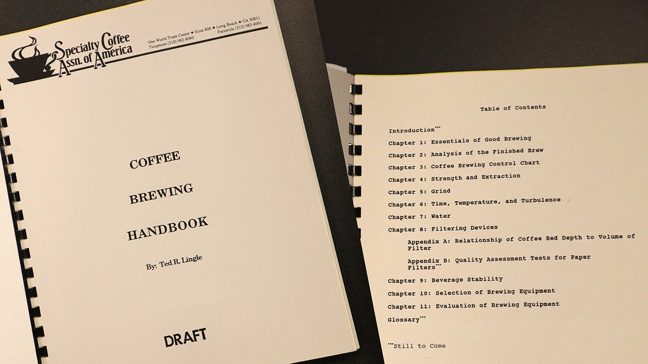 An image of the title page and table of contents from a draft SCA handbook