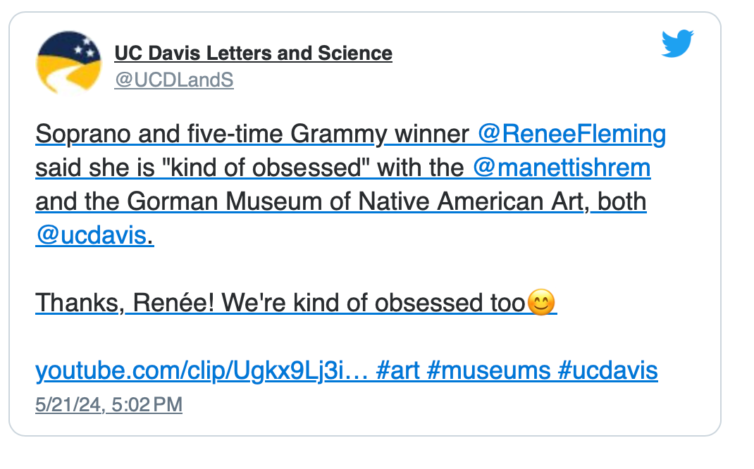 Social media post with a UC Davis mention