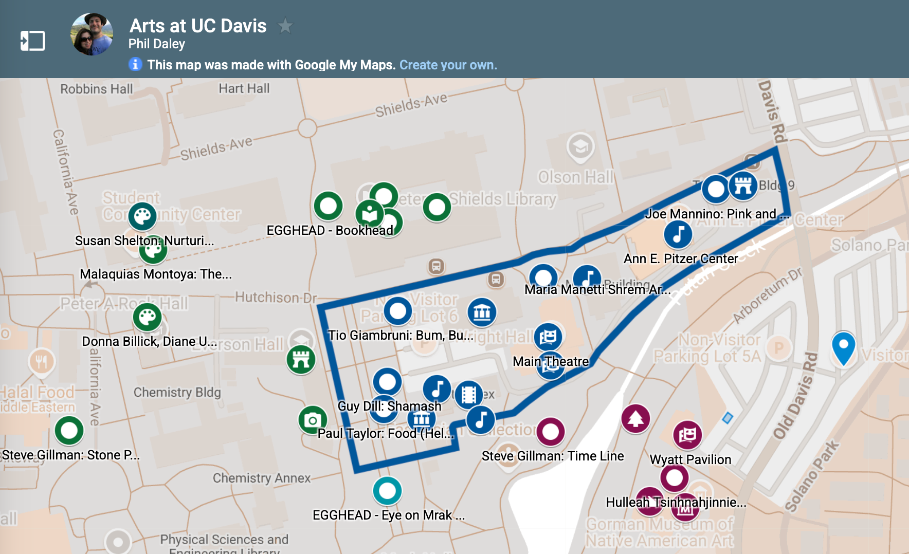 Screenshot of interactive art map created by Phil Daley.