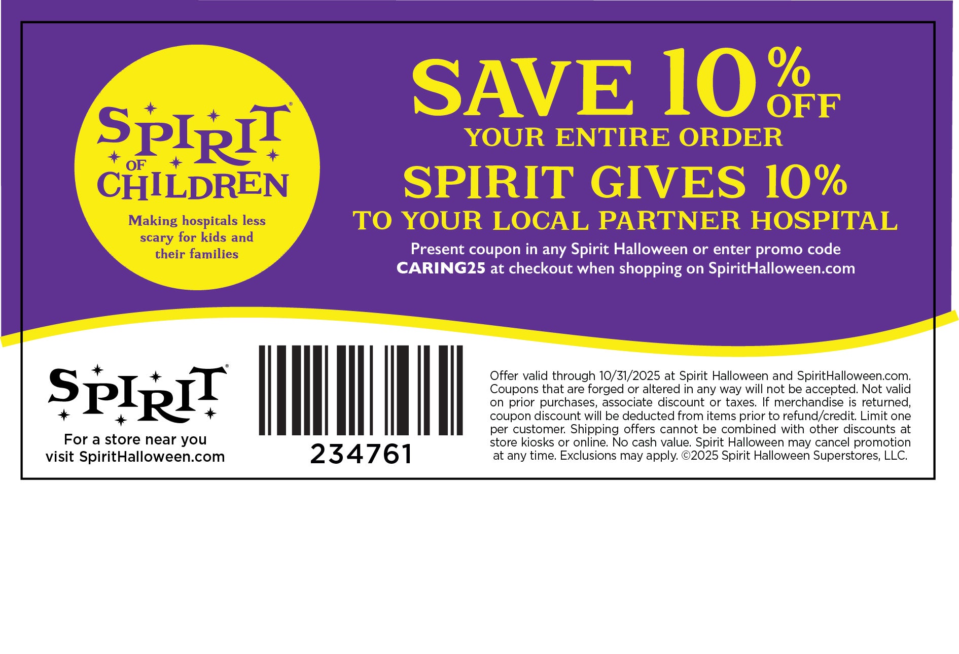 Coupon for Spirit Halloween store