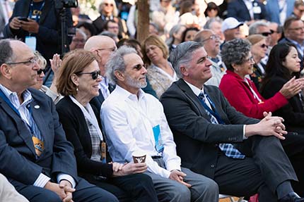 Crowd listens to speakers at Aggie Square event