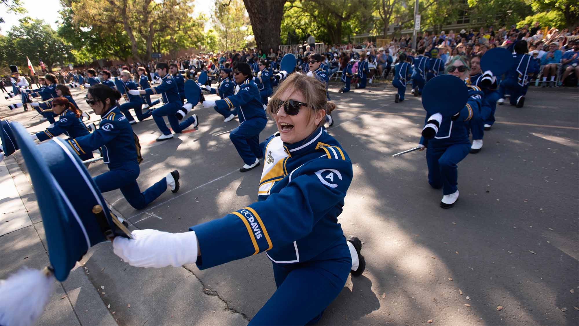 Musicians perform in the parade at Picnic Day