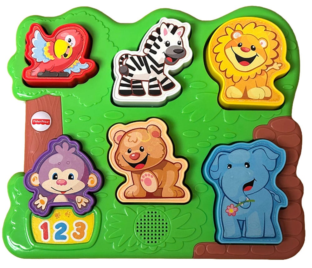 colorful puzzles with gree background and cartoon animal images