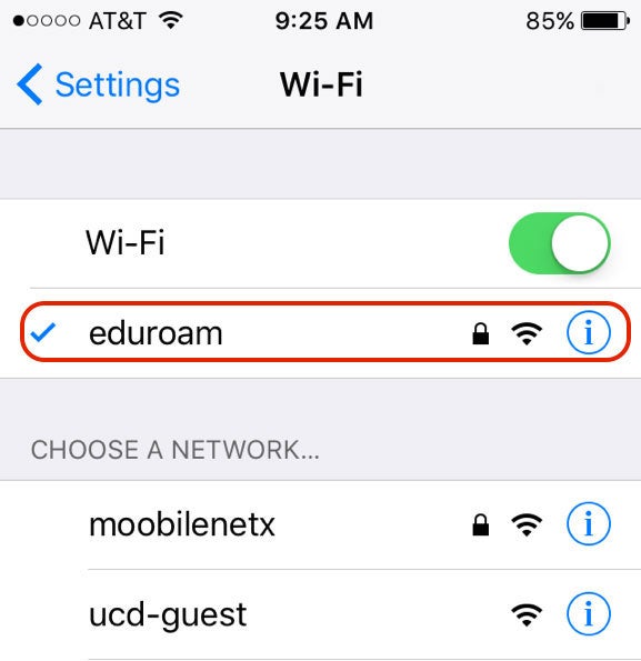 Wi-fi screen on smartphone