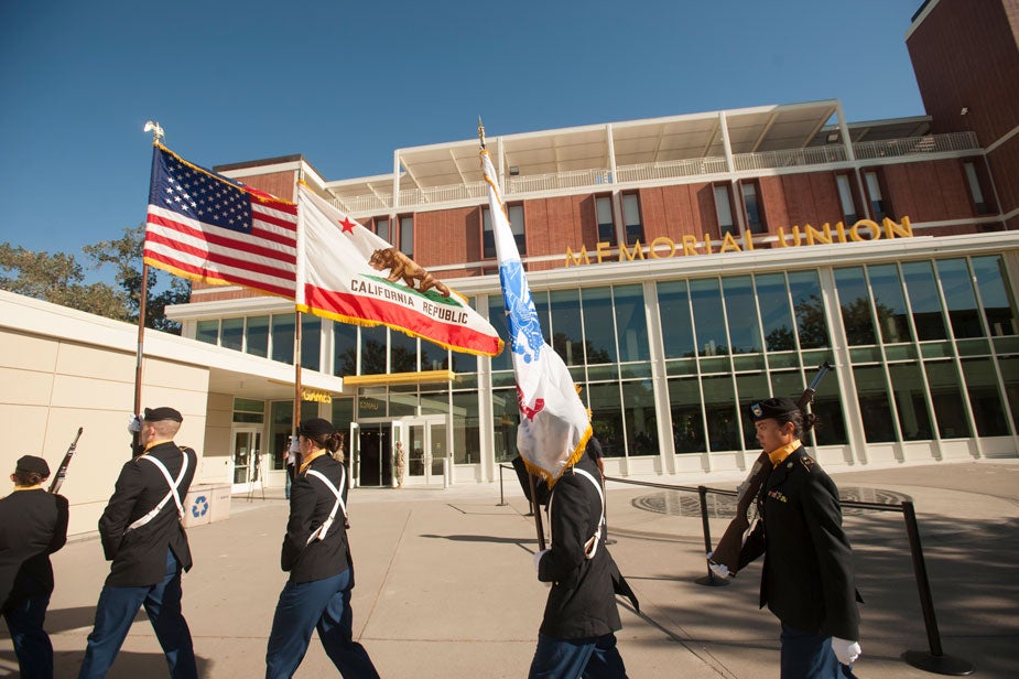 Color guard outside Memorial Union