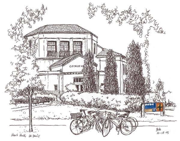 Pete Scully sketch of Hart Hall