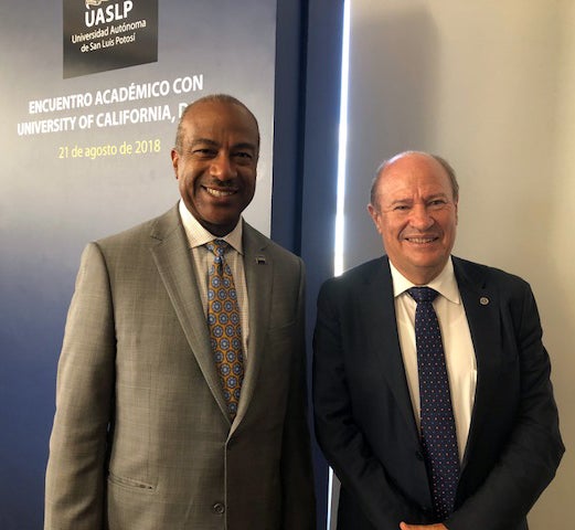 Chancellor Gary S. May with Manuel Fermin Villar Rubio.