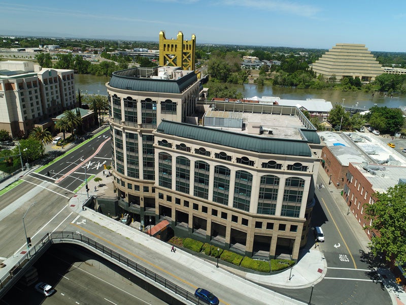 Office building with Tower Bridge in background