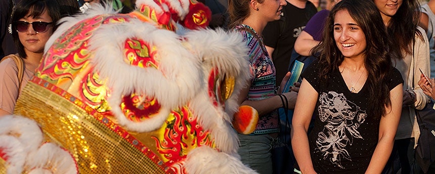 Lion dancer surprises student