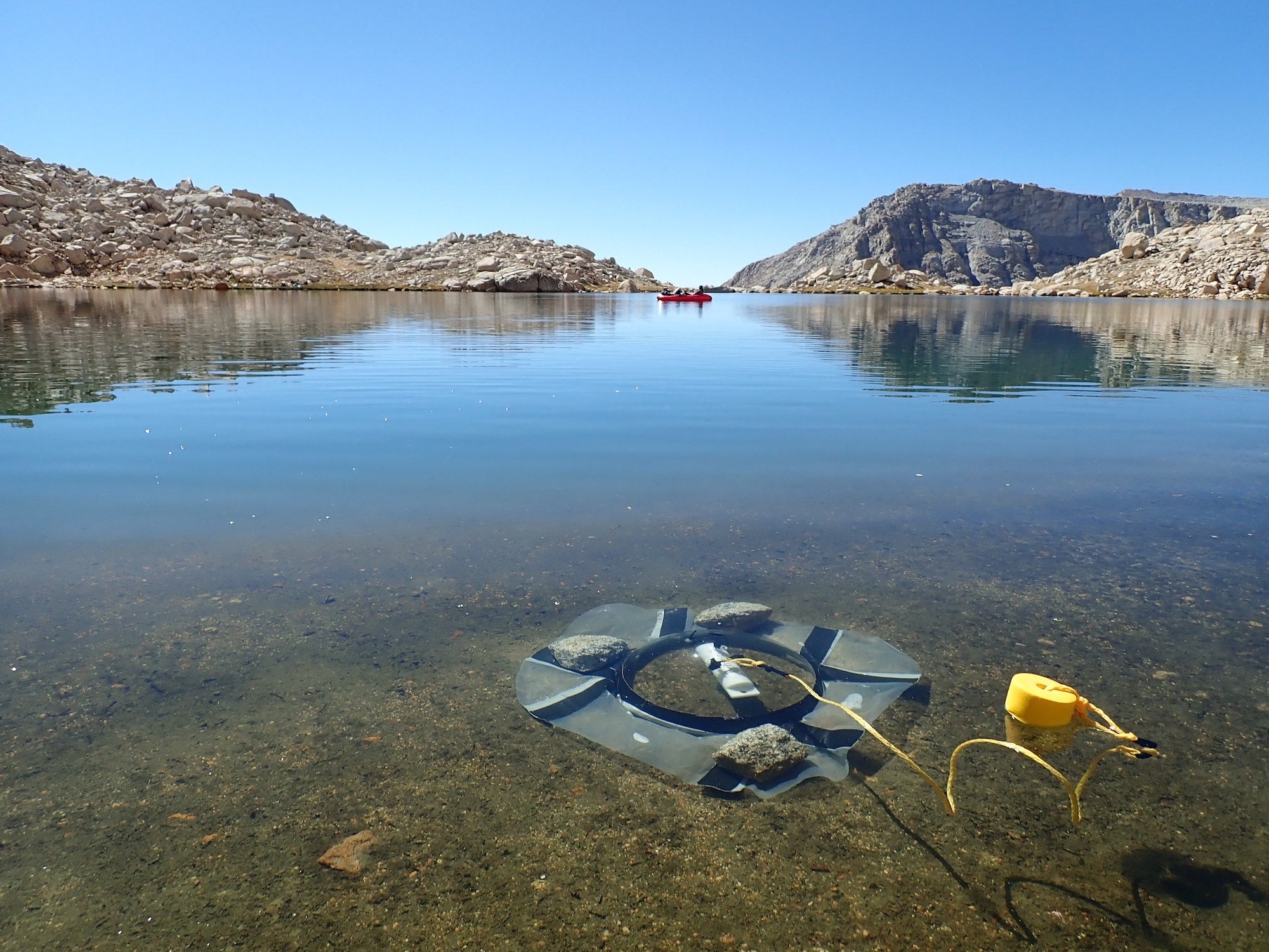 Benthic chambers on small Sierra lake