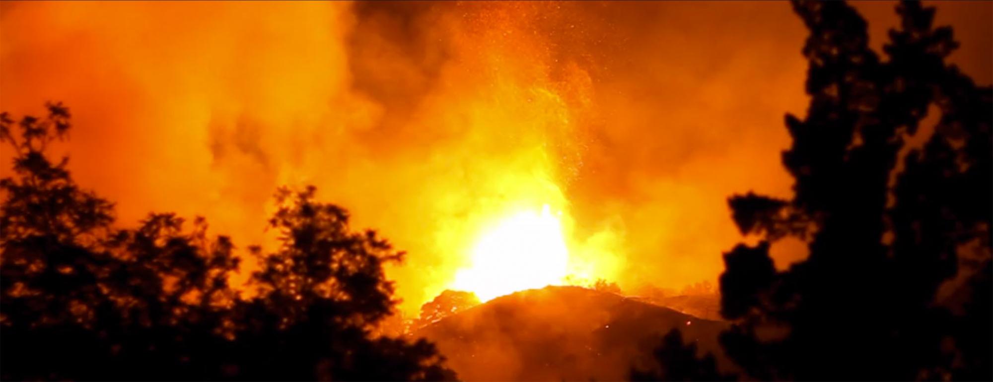 the camp fire photographed from afar