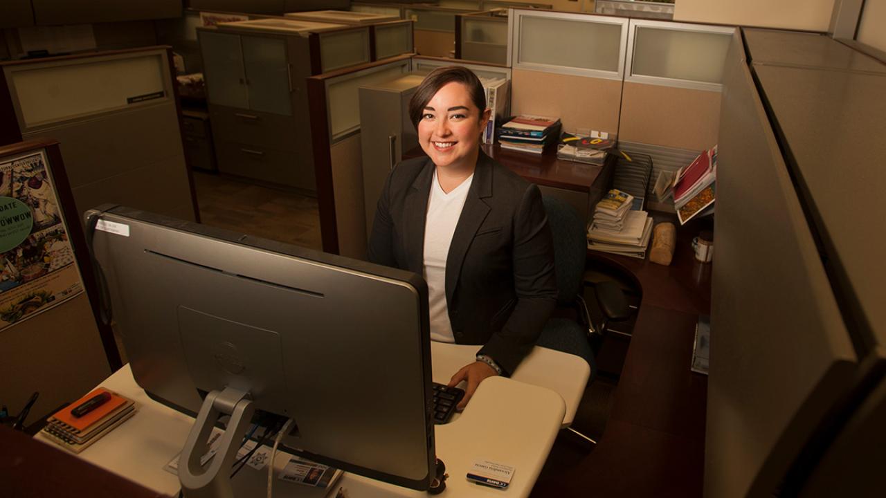 English major Alexandria Garcia in her office