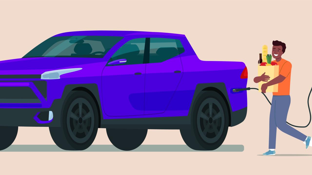 Consumer charging electric truck