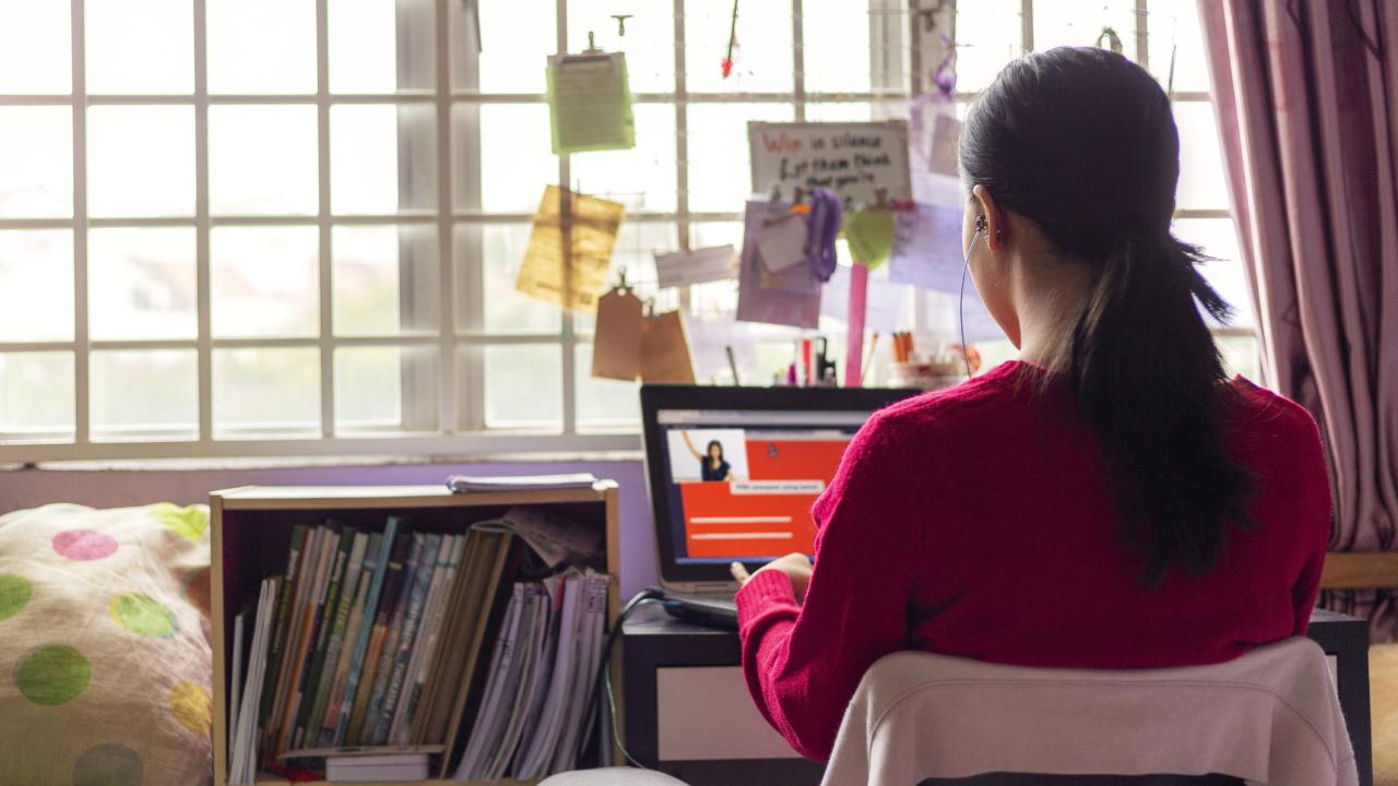 student studying at home