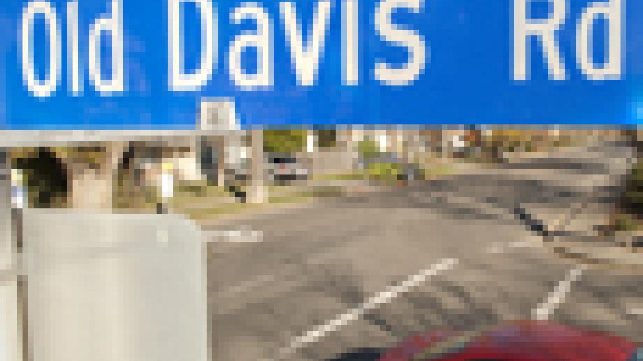 Photo: Old Davis Rd. street sign at First St.