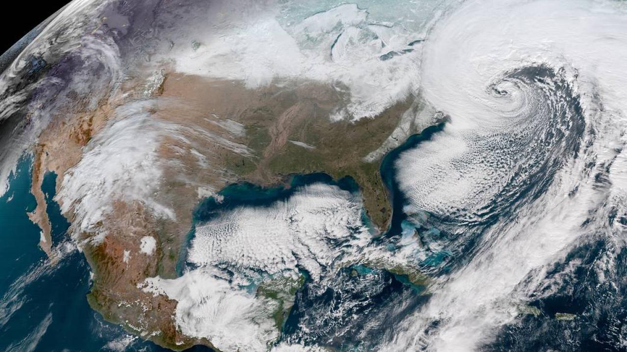 Geocolor Image From NOAA&rsquo;s GOES-16 Satellite of Powerful East Coast Storm