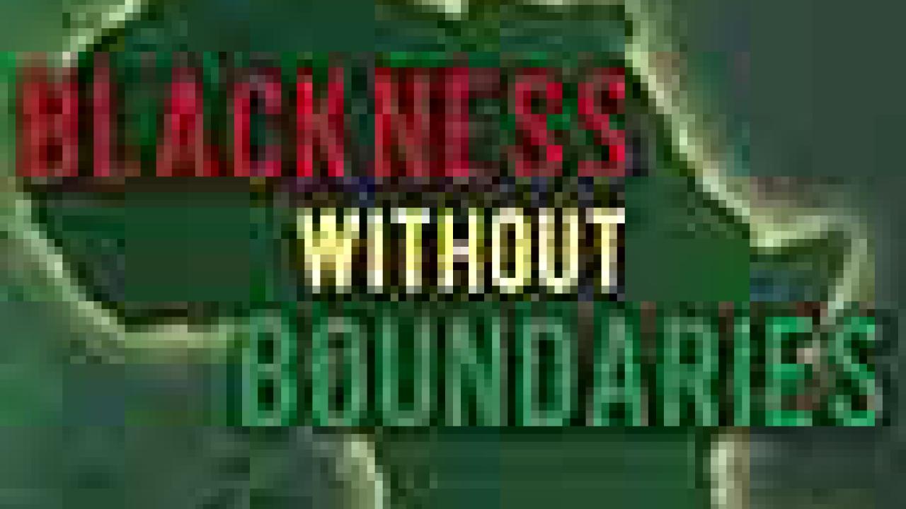 Event poster: map of Africa, overlaid with "Blackness Without Boundaries" (cropped)