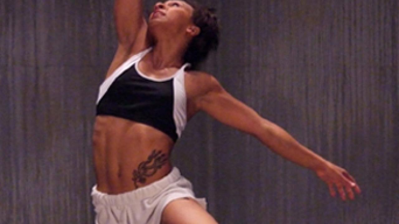 Sideshow Physical Theatre&rsquo;s Victoria Terrell-Carazo, a performer in COLLAPSE  (suddenly falling down)