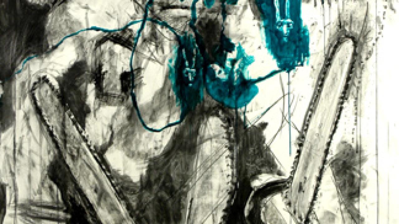 M.F.A. candidate Joshua Pelletier's Say It With Flowers (2010), graphite, ink and charcoal on paper, 38 inches by 50 inches 