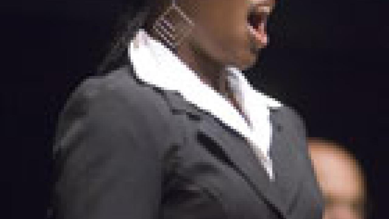 Senior Carlena Henderson, a soprano, sings Hail to California at the Fall Convocation Sept. 27. The event, which welcomed the campus community on the