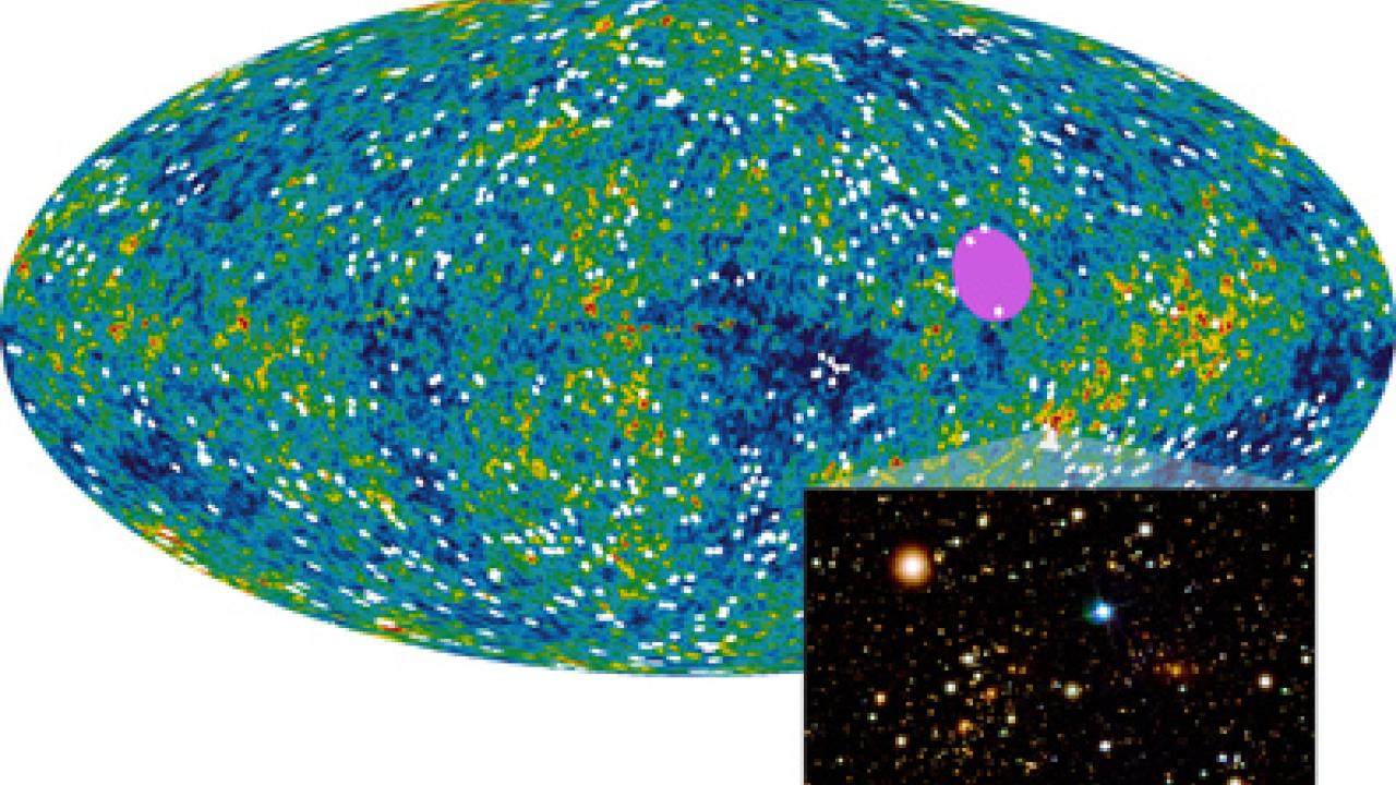 In this NASA image, galaxy clusters seem to be drifting toward a 20-degree-wide patch of sky between the constellations of Centaurus and Vela.