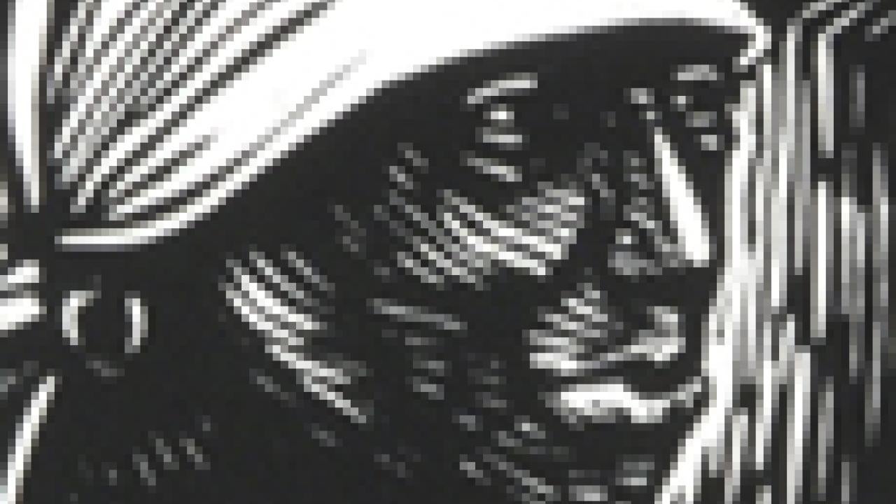 Image: Elizabeth Catlett linocut "Survivor" (cropped)