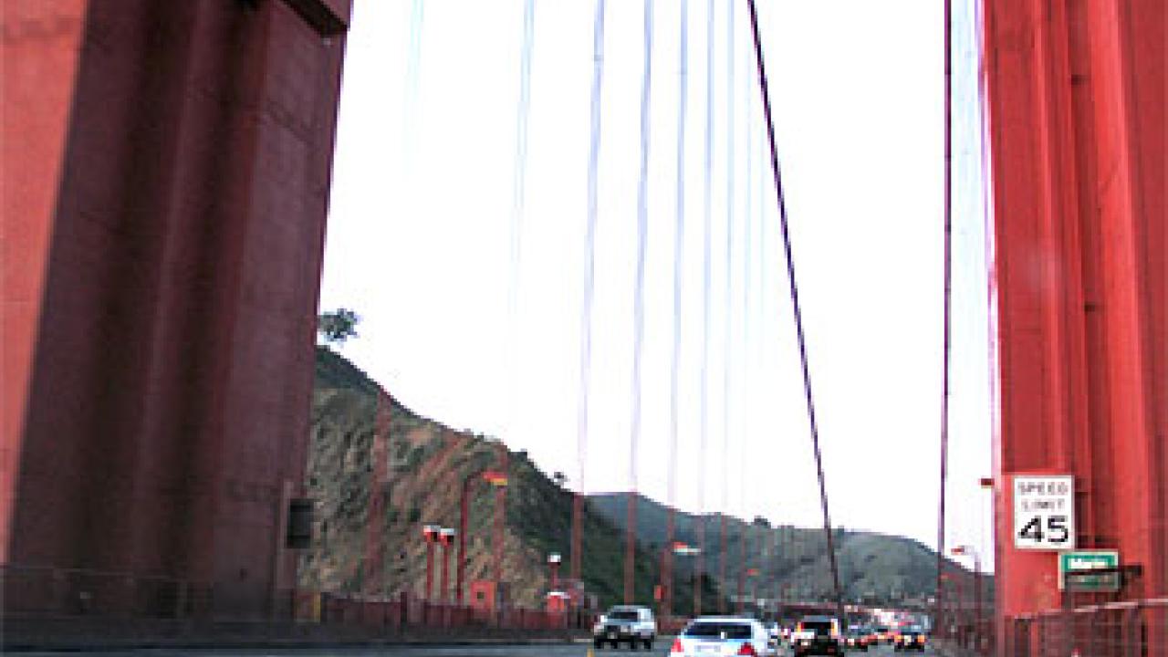 photo: cars on Golden Gate Bridge