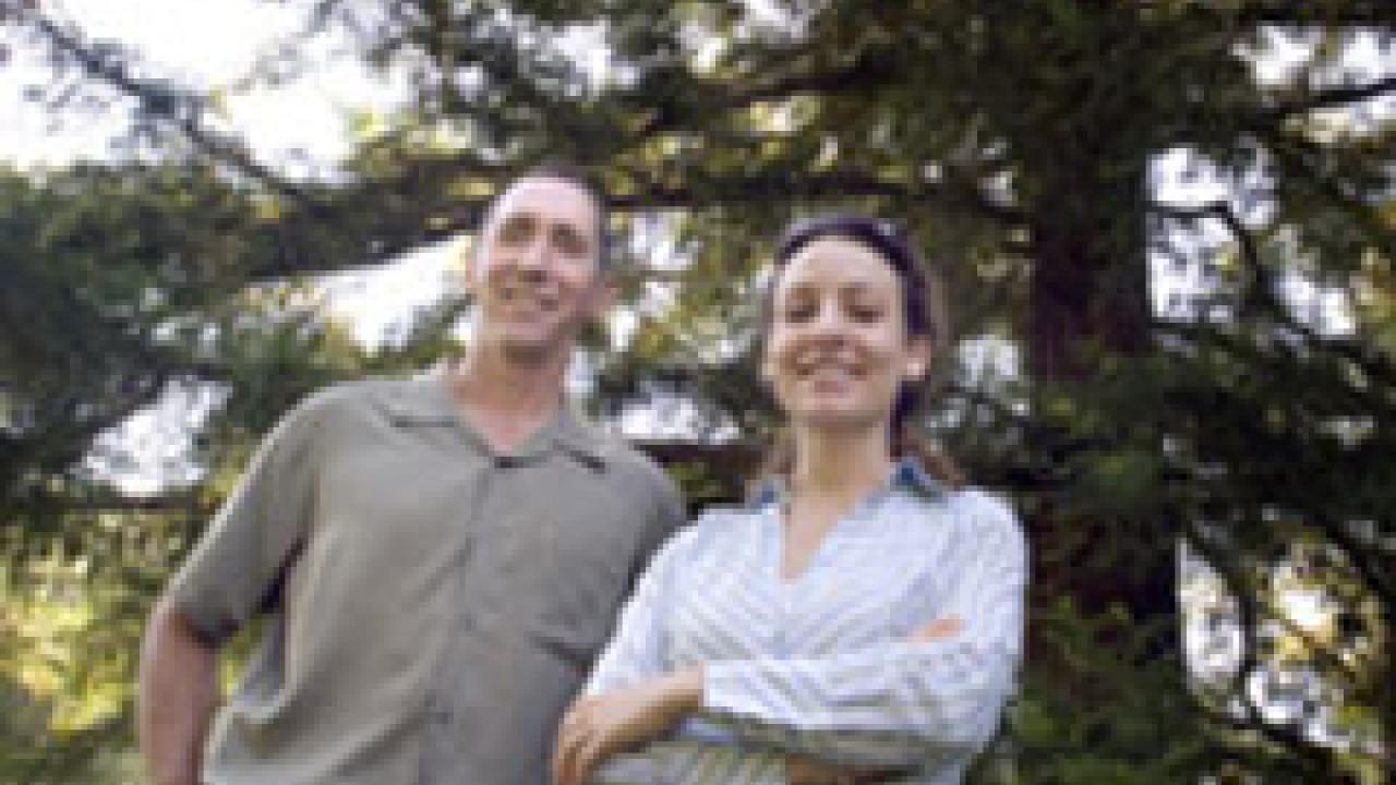 Standing amid some of the Quad&rsquo;s historic trees, campus landscape architects Skip Mezger and Christina DeMartini Reyes discuss the pending landscape