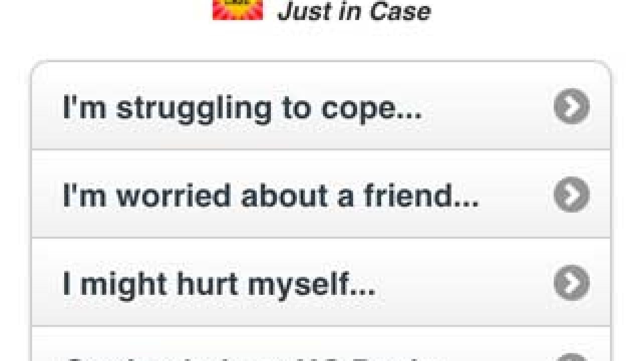 Graphic of a mobile phone app Just in Case