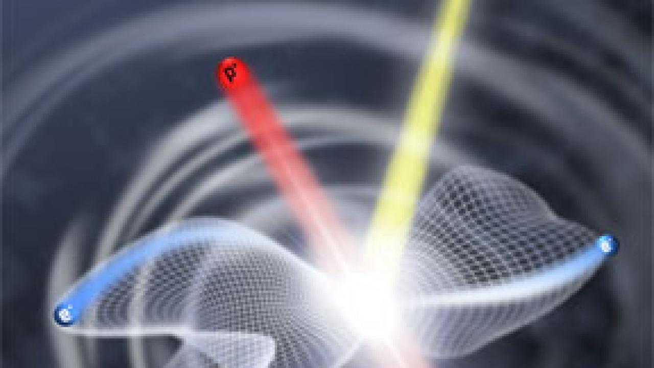 Graphic: Placed on top of a background of concentric circles are a red pole being intersected by a yellow beam, with a wavy grid eminating like butter