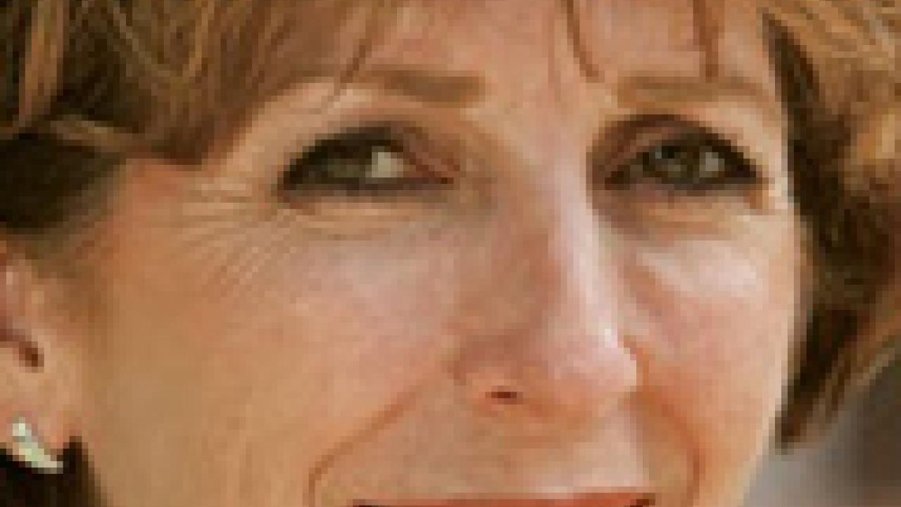 Photo: Chancellor Linda Katehi outside the Mondavi Center, after the Fall Convocation 2010