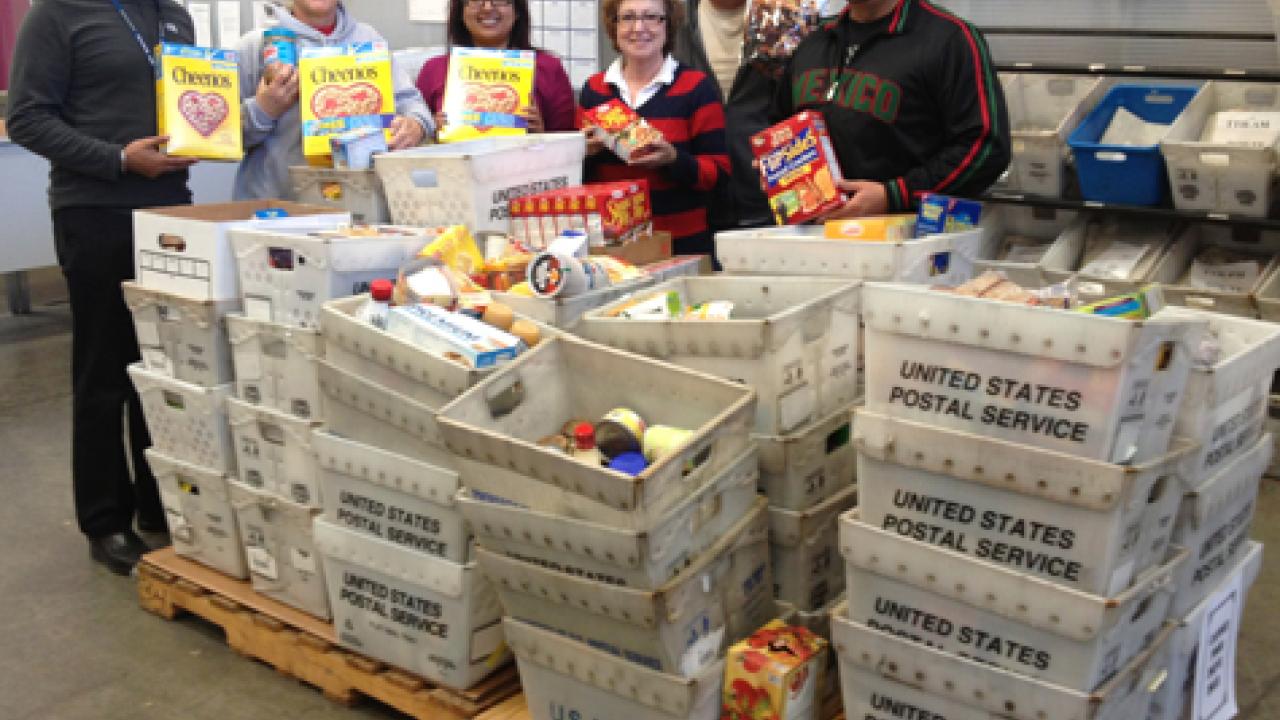 Photo: Mail Services personnel Arvie Mander, Jennifer Bartee, Ranjlyn Sharma, Nivea Camacho, Victor Zendejas and Roberto Lopez