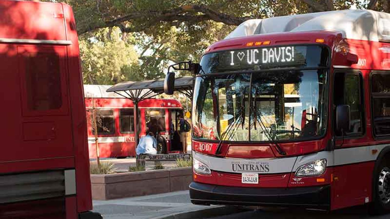 Photo: Unitrans buses at the new Memorial Union Terminal