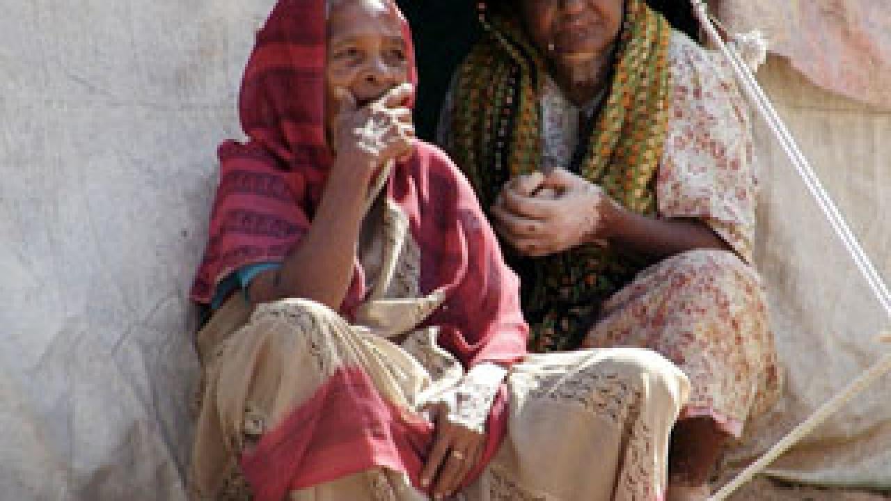 Two women in a doorway