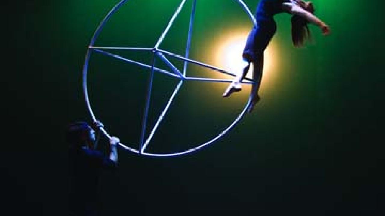 Cirque &Atilde;loize blends theatrics, modern circus arts, acrobatics (as pictured here) and music.