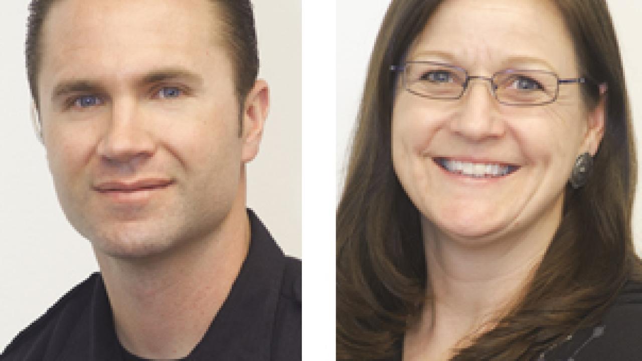 Photos (2): Maximiliano Thomas, officer of the year, and Angie Moreland, employee of the year