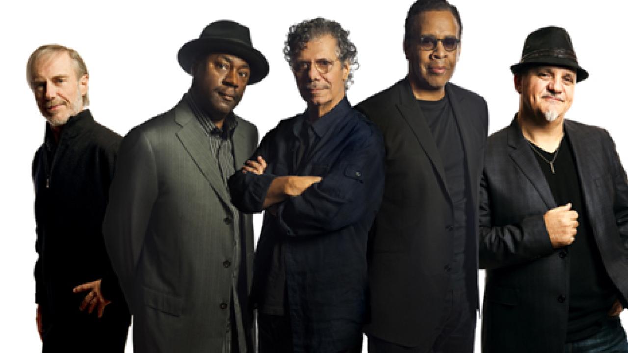 Photo: Return to Forever IV's Jean-Luc Ponty, Lenny White, Chick Corea, Stanley Clarke and Frank Gambale.