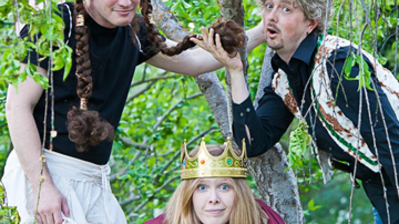 Photo: Daniel Storrow, Steph Hankinson and Kris Ide in the Davis Shakespeare Ensemble's "The Complete Works of William Shakespeare (Abridged)."