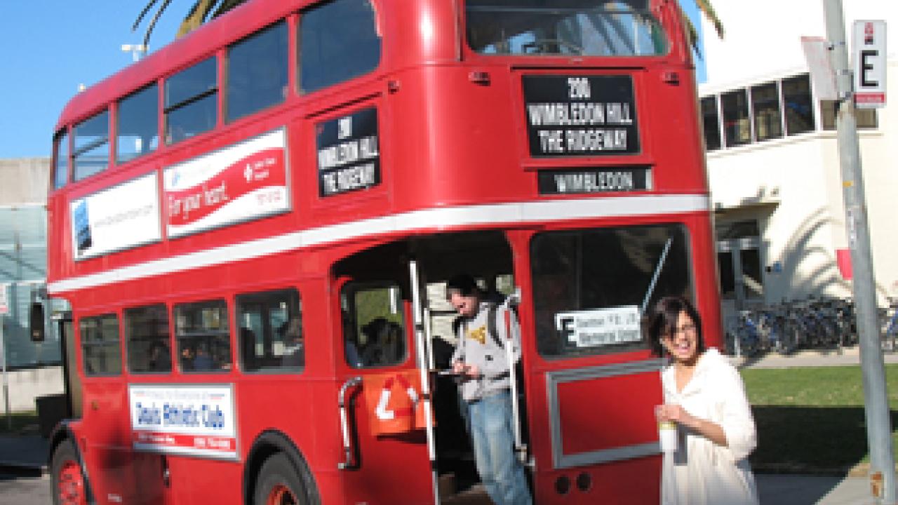 Conductor Liz Burciaga, a fourth-year dramatic arts major, prepares to take her post on an E line bus on Feb. 14.