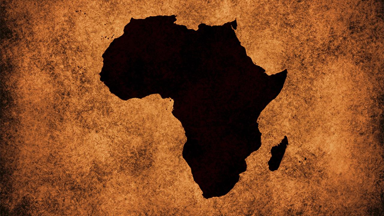 A silhouette of the African continent