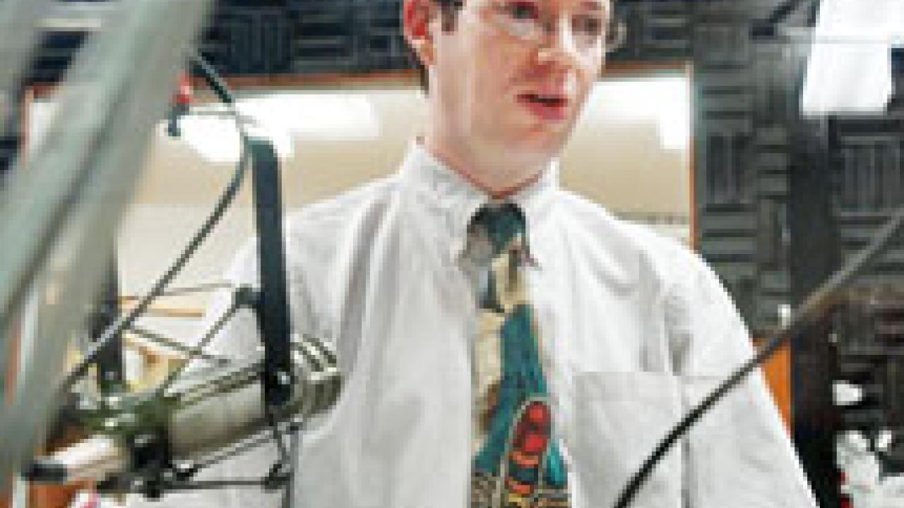 Andy Jones dons on one of his many campus hats as host of Dr. Andy&rsquo;s Poetry and Technology Hour, which airs Wednesday evenings. The UC Davis alum and writing program lecturer also is a driving force behind  the campus&rsquo;s computer-aided instru