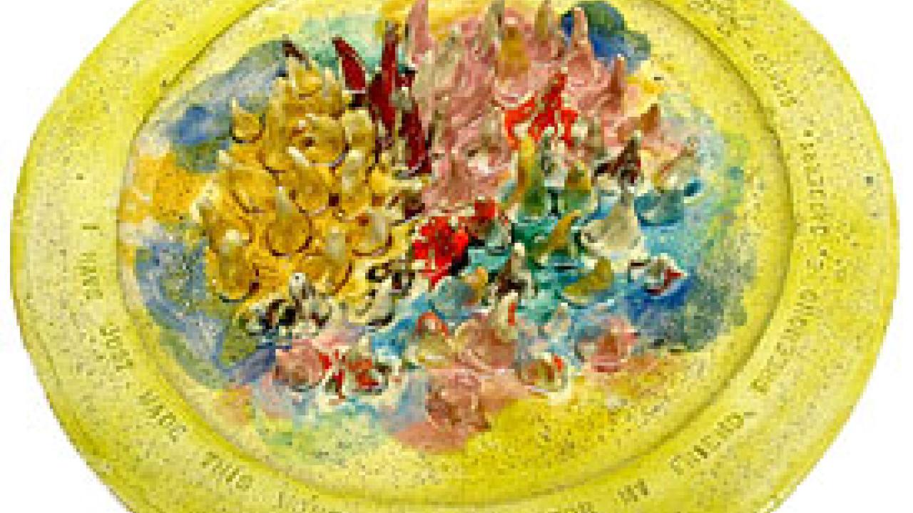 Photo: ceramic plate with decorative flowers