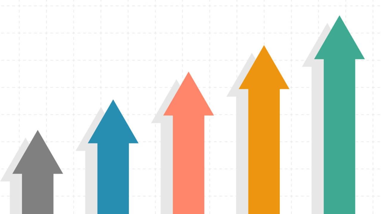 Graphic: Arrows pointing up.