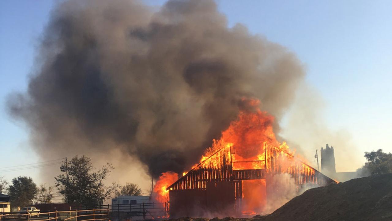 Barn on fire