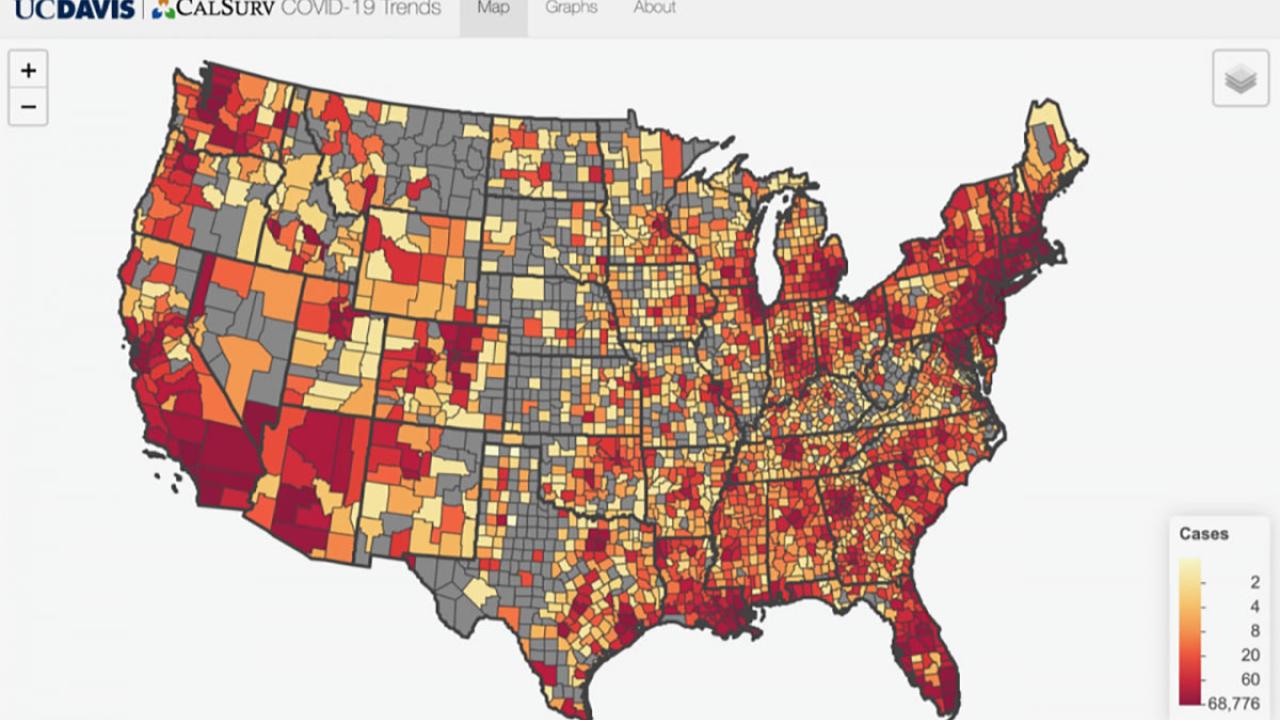 U.S. map showing shades of color.
