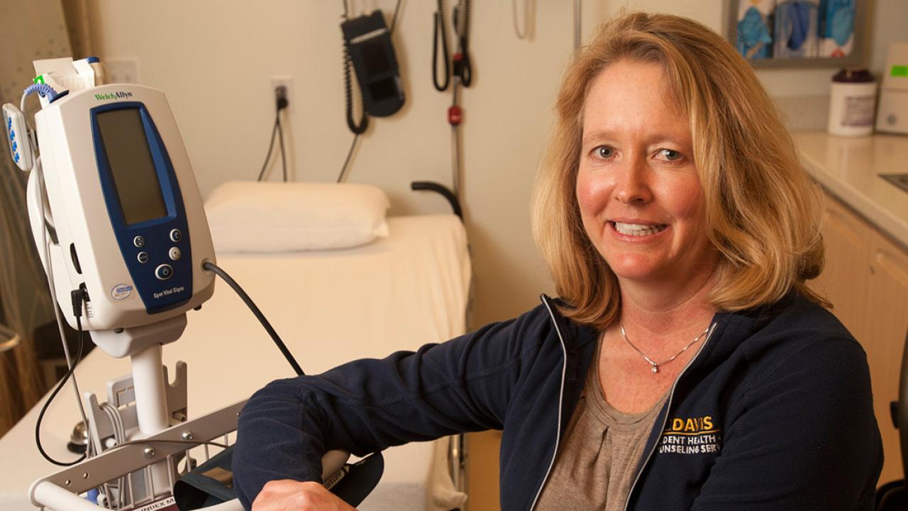 Certified nurse Kim Petersen in her medical office