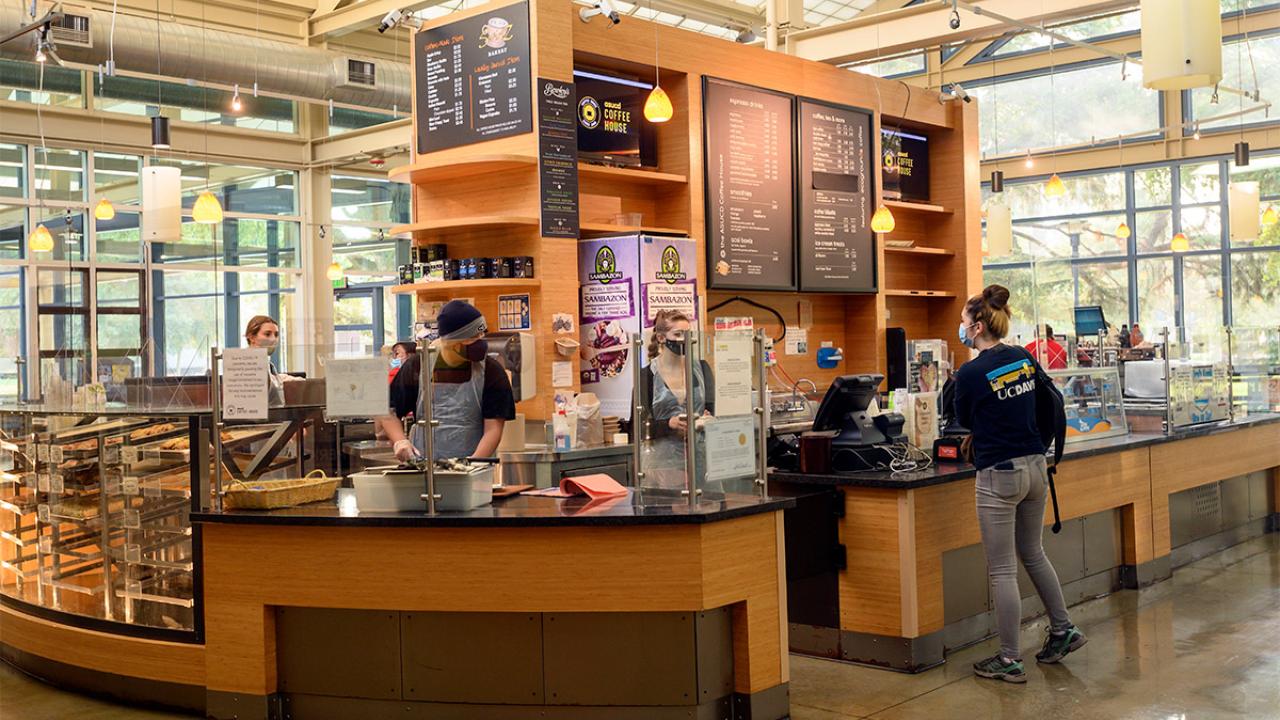 Student orders at Swirlz Bakery.